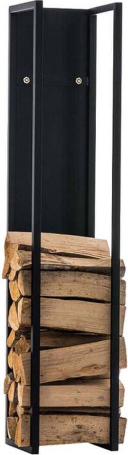 Clp Brandhoutrek SPARK haardhout rek houtopslag met hoogte 80 180 cm mat zwart 25 x 25 x 120 cm