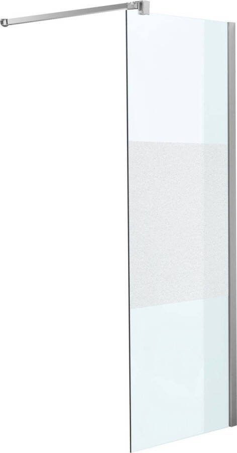 Clp SQUARE Roestvrijstalen douchewand NANO-glas half mat glas 140x200x150 cm
