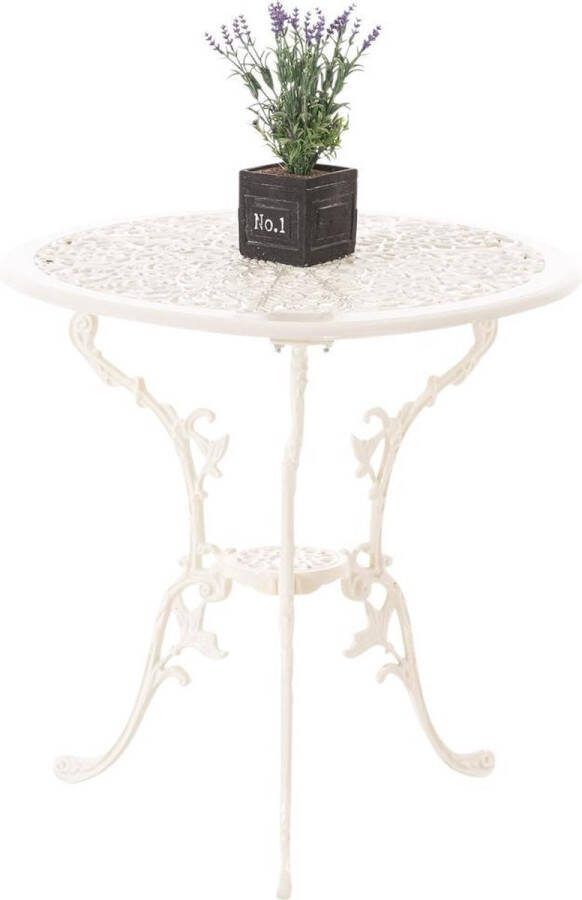 Clp Tafel VISHNU tuintafel rond Ø 66 cm hoogte 67 cm ontwerp nostalgisch antiek van gegoten aluminium crème