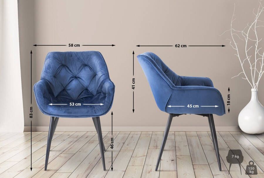 CLP Set van 4 eetkamerstoelen Tanna Fluweel
