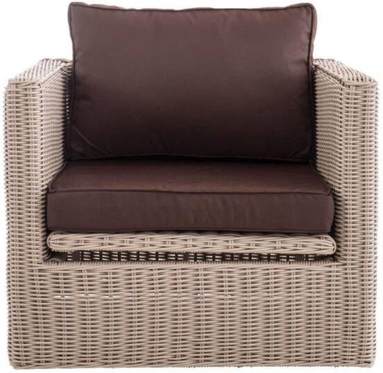 Clp Tibera Fauteuil 5mm Polyrotan Wit Kleur overtrek aardsbruin