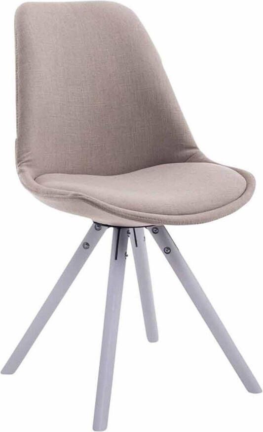 Clp Toulouse Eetkamerstoel Rond Stof Taupe Kleur onderstel :wit