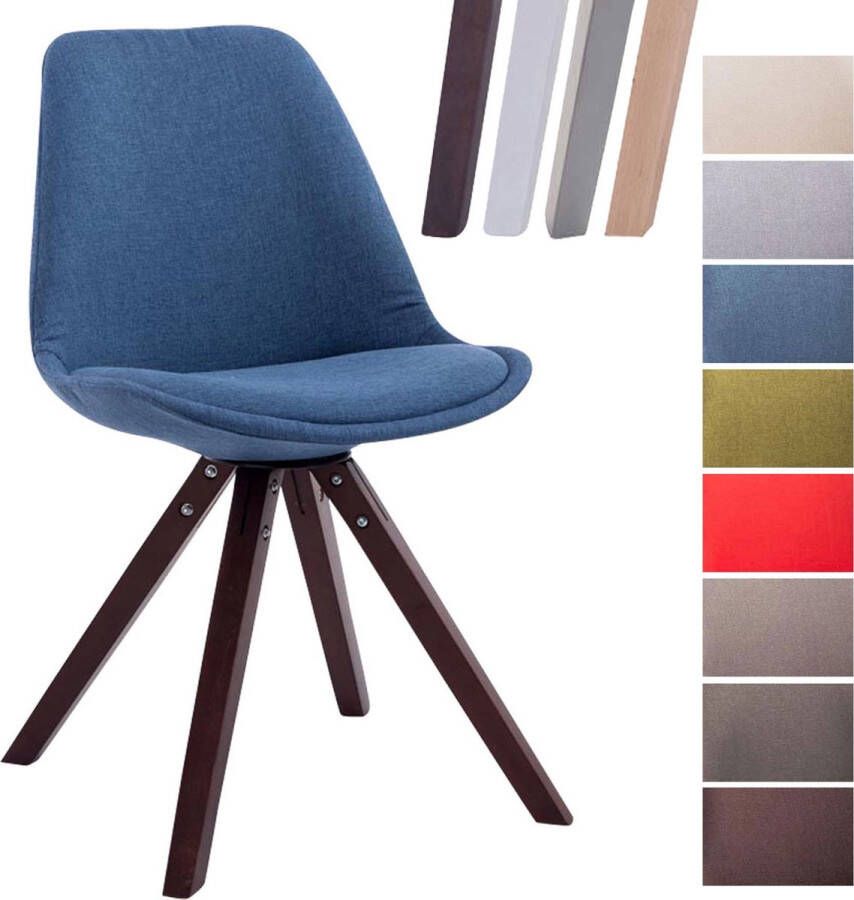 Clp Toulouse Eetkamerstoel Vierkant Stof Blauw Kleur onderstel cappuccino