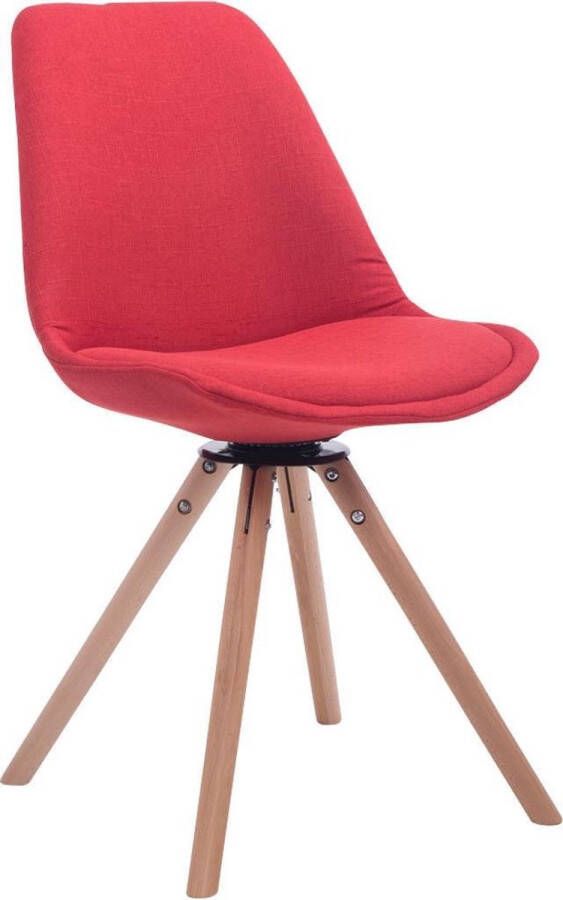 Clp Troyes Bezoekersstoel Stof Rood houten onderstel kleur natura ronde poot