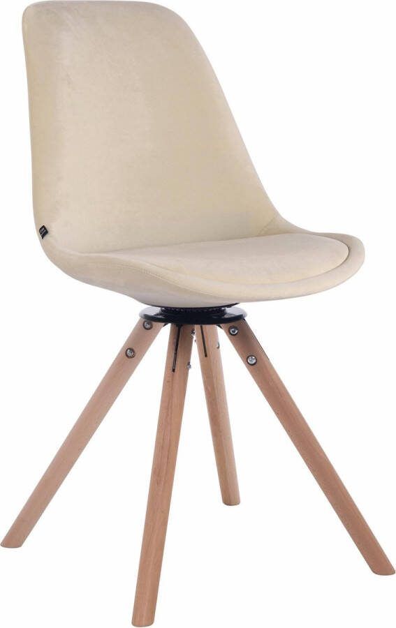 Clp Troyes Eetkamerstoel Rond frame Fluweel Crème Kleur onderstel : Natura