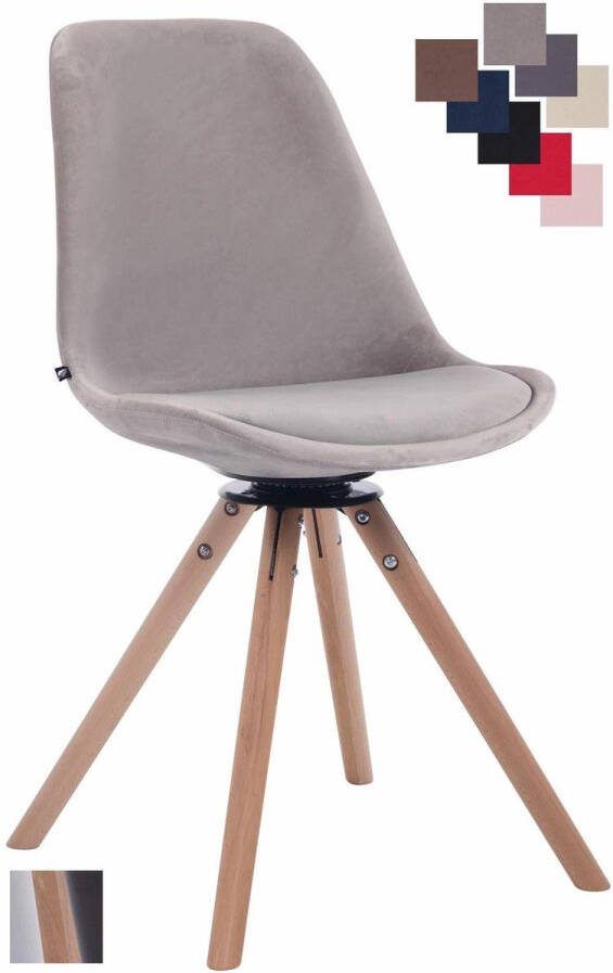 Clp Troyes Eetkamerstoel Rond frame Fluweel Grijs Kleur onderstel : Natura