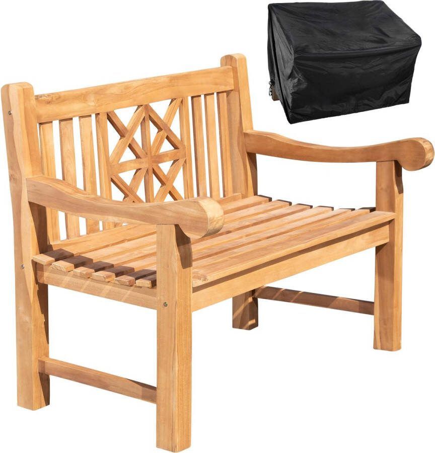 Clp Tuinbank 120 cm Met hoes Teak bank Met bijpassende beschermhoes Houten bank In verschillende variaties Inclusief hoes Florida