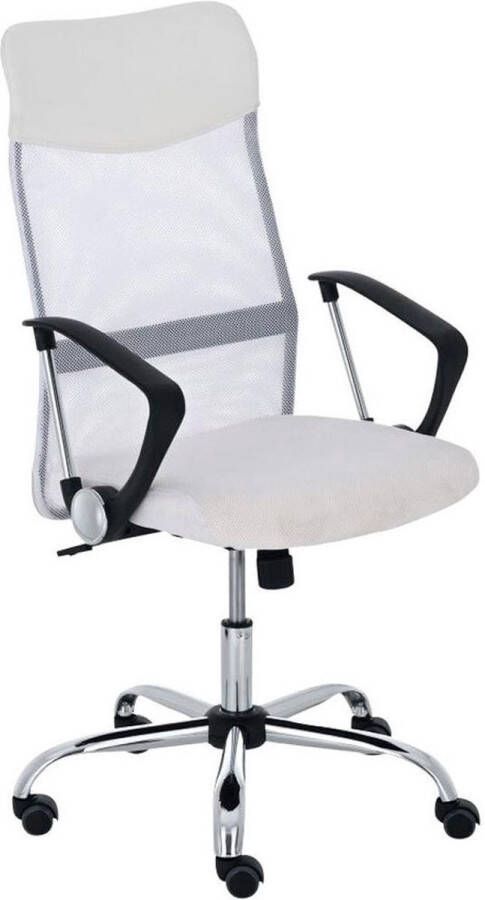 Merkloos Sans marque CLP Washington Bureaustoel | Kunstleer en netbekleding | Kantoorstoel met Zithoogte: 47 -55 cm wit