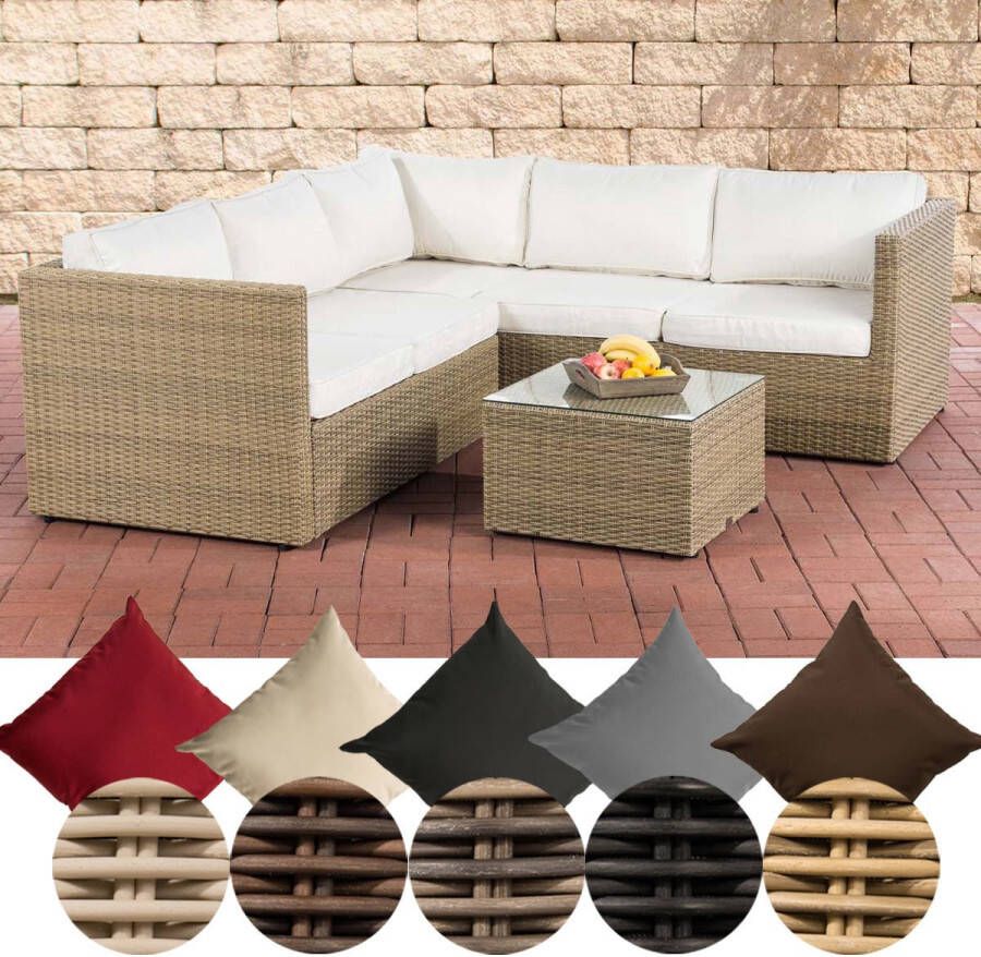 Clp Wicker poly rotan lounge Set LIBERI Ronde rotan van 5 mm 25 verschillende kleurencombinaties comfortabele en praktische stoelen zwart gebroken wit