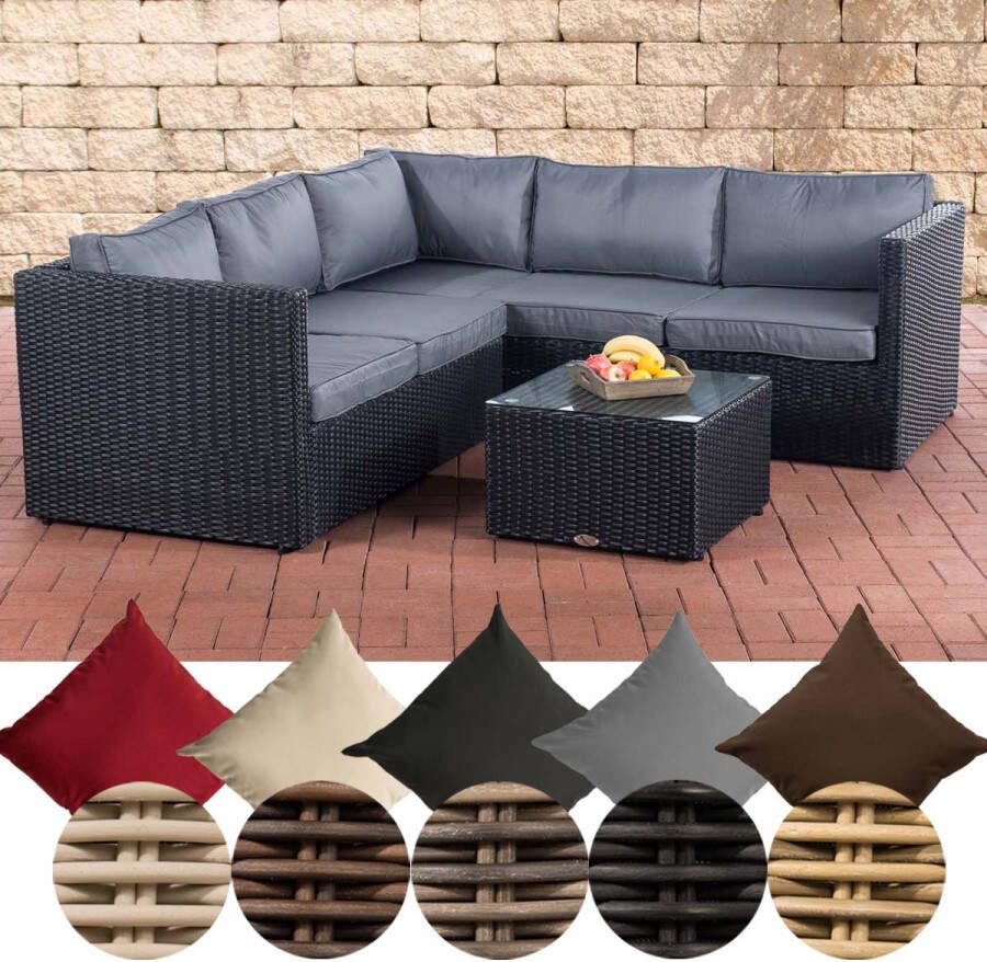 Clp Wicker poly rotan lounge Set LIBERI Ronde rotan van 5 mm 25 verschillende kleurencombinaties comfortabele en praktische stoelen zwart ijzerachtig grijs