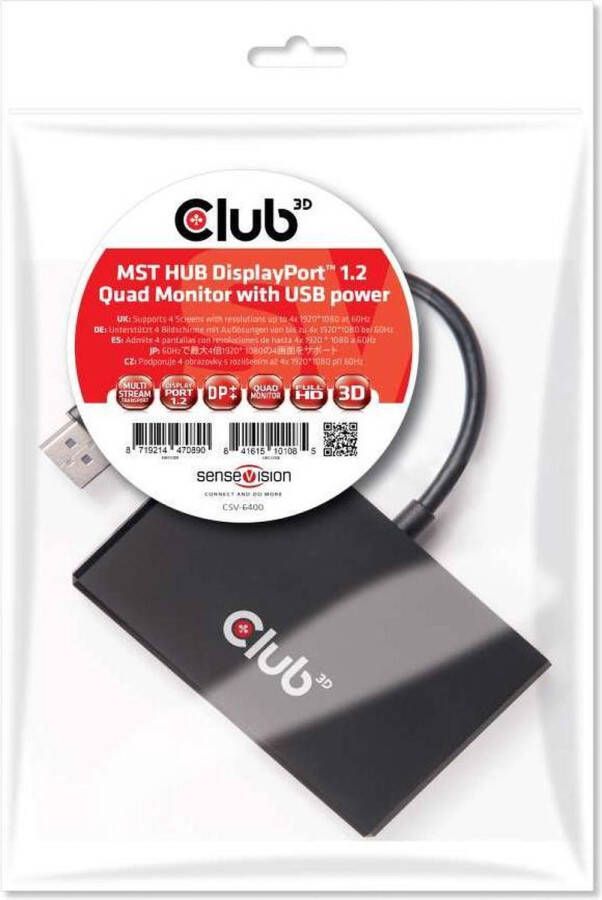 Club 3d Multi Stream Transport Hub DisplayPort 1.2 Quad | elektronica en media | Kabels Adapters&Laders Adapters | CSV-6400