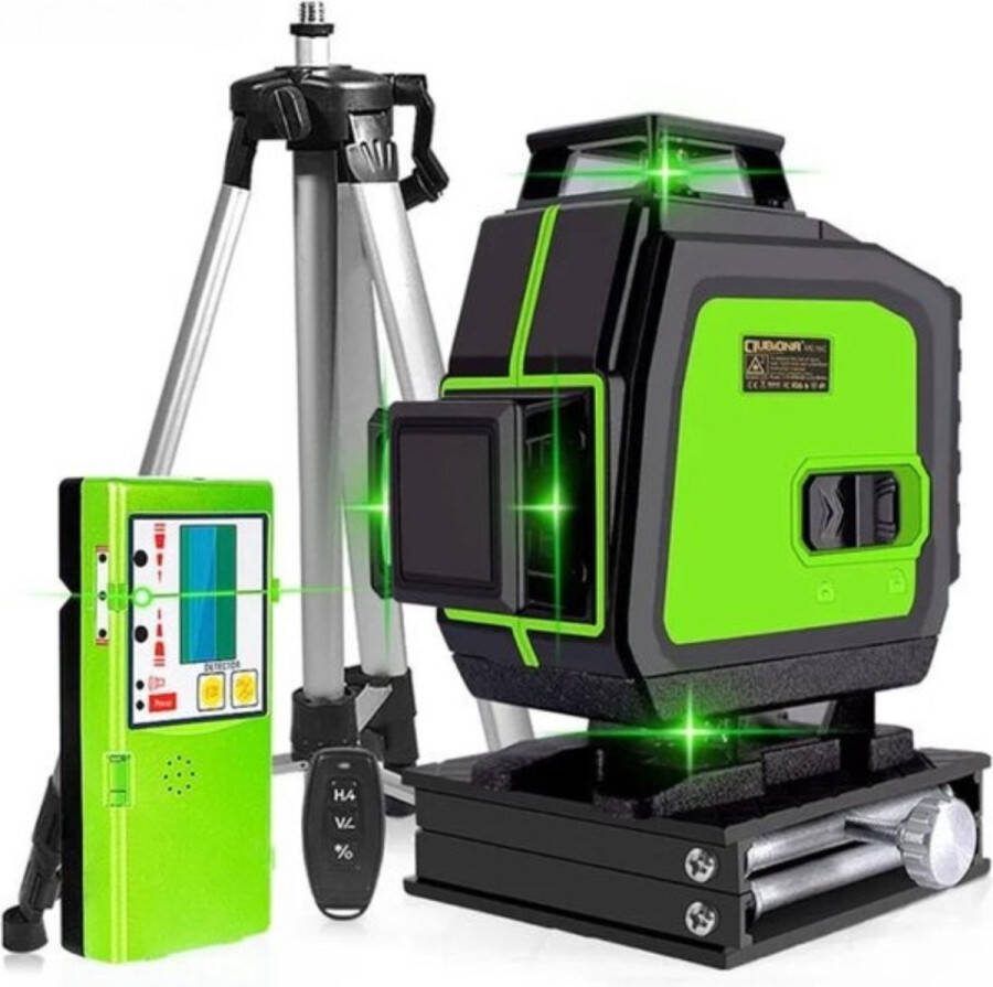 Clubiona Kruislijnlaser Inclusief 1 5 Meter Verstelbaar Statief Magnetische Beugel & Hefplatform Inbegrepen 360° Afstemming 16 Lasers Inclusief Afstandsbediening