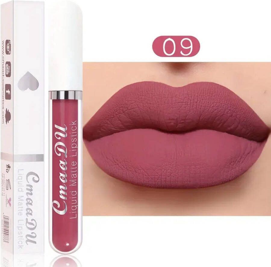 CmaaDU Lippenstift In Vloeibare Vorm Waterproof En Mat Plakt Niet 1 Stuk Stijl 9