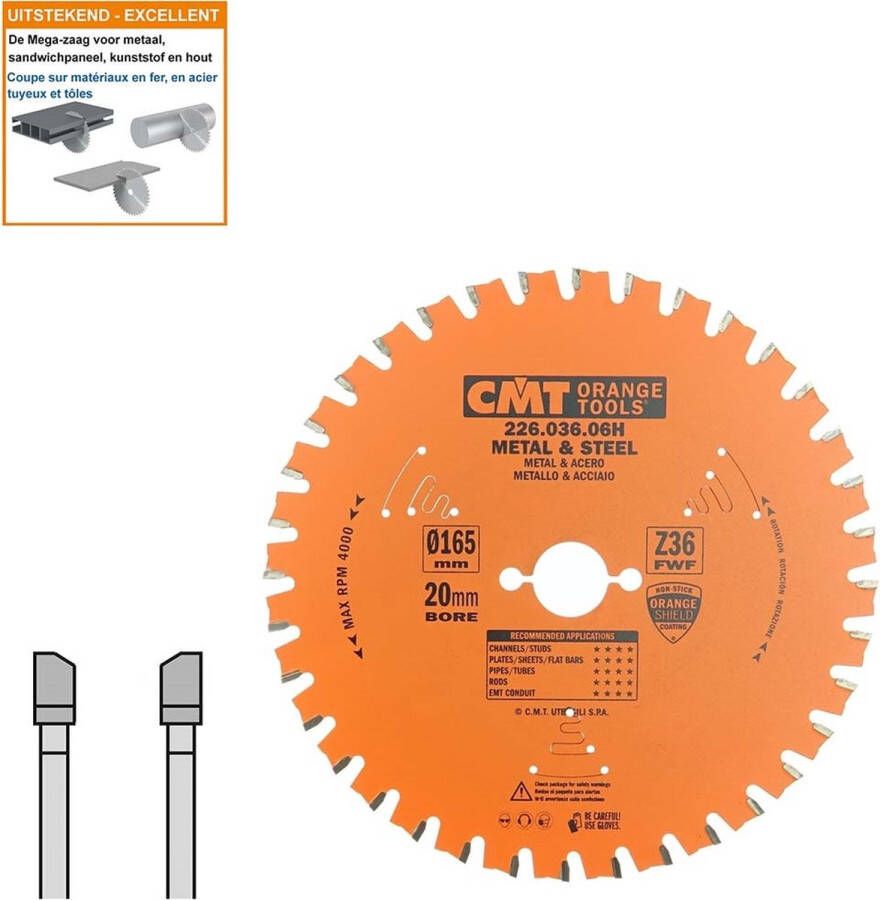CMT Cirkelzaag HW 165x20x1 5 Z36 Ferro- en non-ferro metalen sandwich panelen