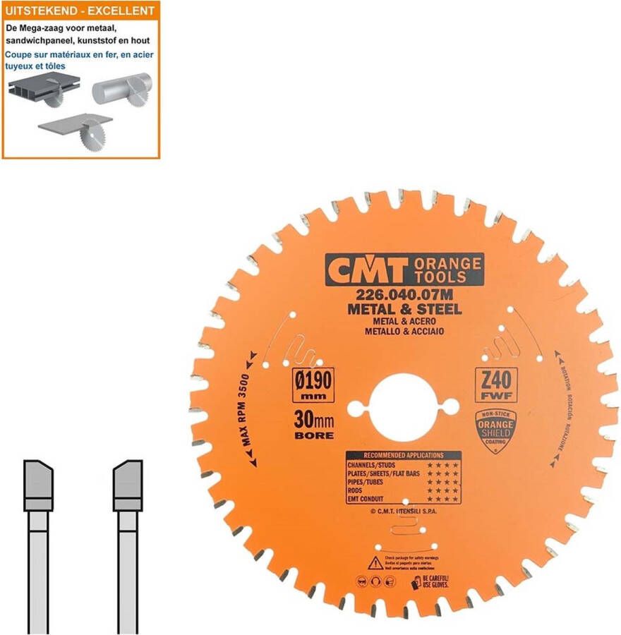 CMT Cirkelzaag HW 190x30x2 Z40 Ferro- en non-ferro metalen sandwich panelen