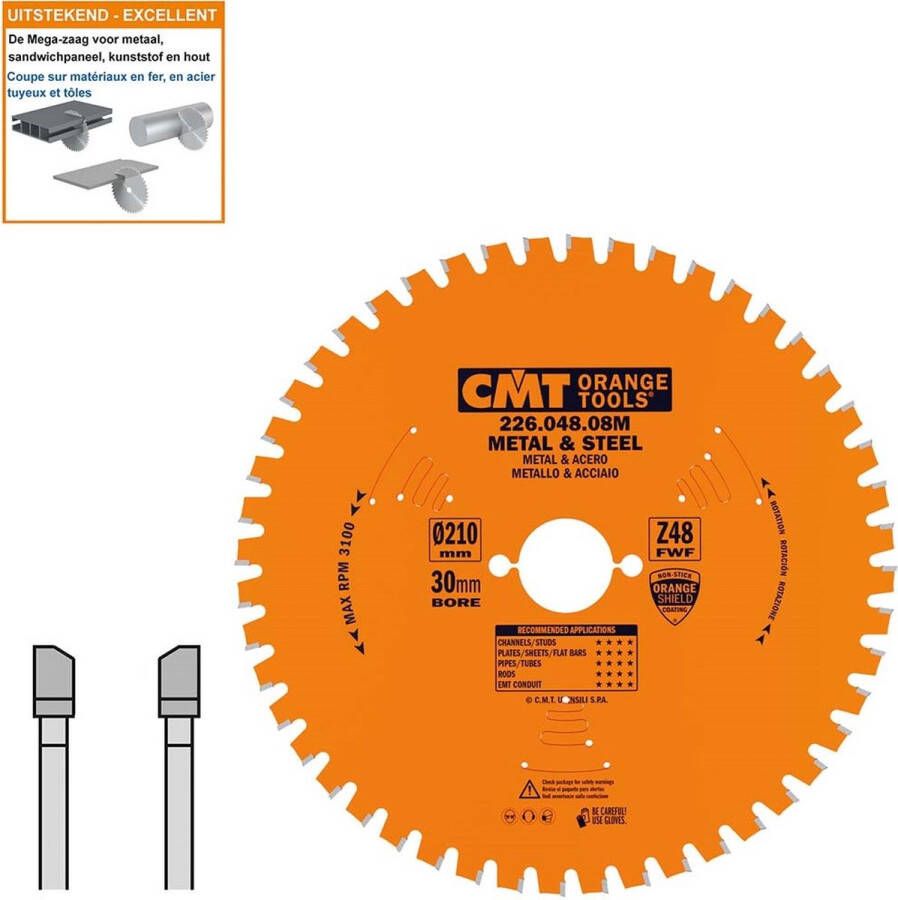 CMT Cirkelzaag HW 210x30x2 2 Z48 Ferro- en non-ferro metalen sandwich panelen