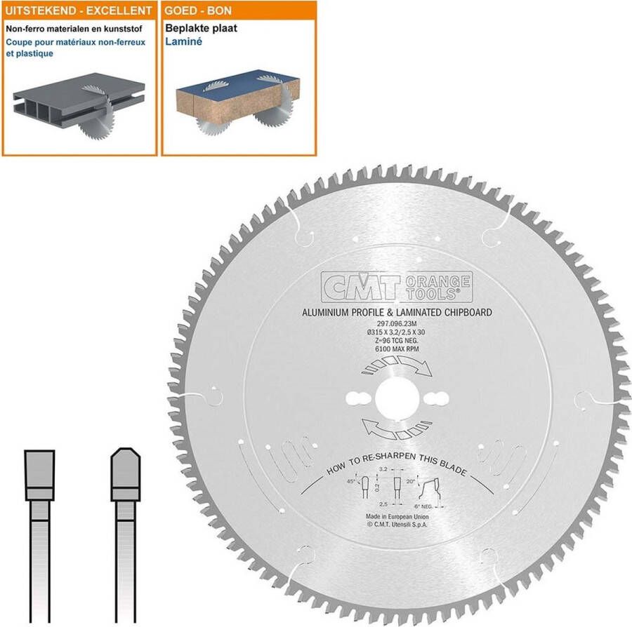 CMT Cirkelzaag HW 315x30x3 2 Z96 Aluminium Composiet