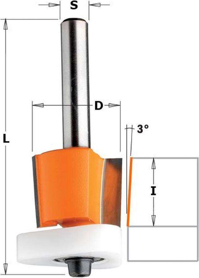 CMT HM kantenfrees Ø 19 x 15 87 59 3 mm. (met lager)