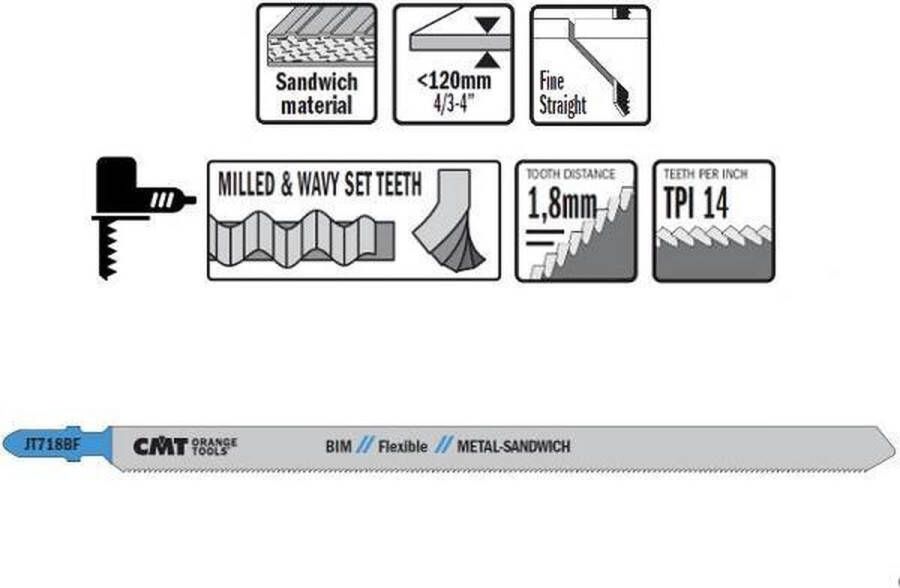 CMT JT718BF-3 decoupeerzaag BI-metaal 160 x 185 mm. 14tpi (sandwichmaterialen)