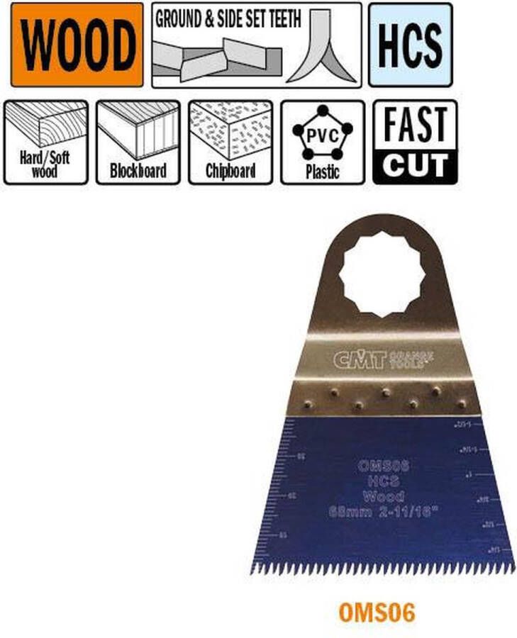 CMT Multitoolzaagblad (Japanse vertanding) voor hout 68mm Multitool machine accessoires Materiaal Zagen Hout 1 Stuk(s)