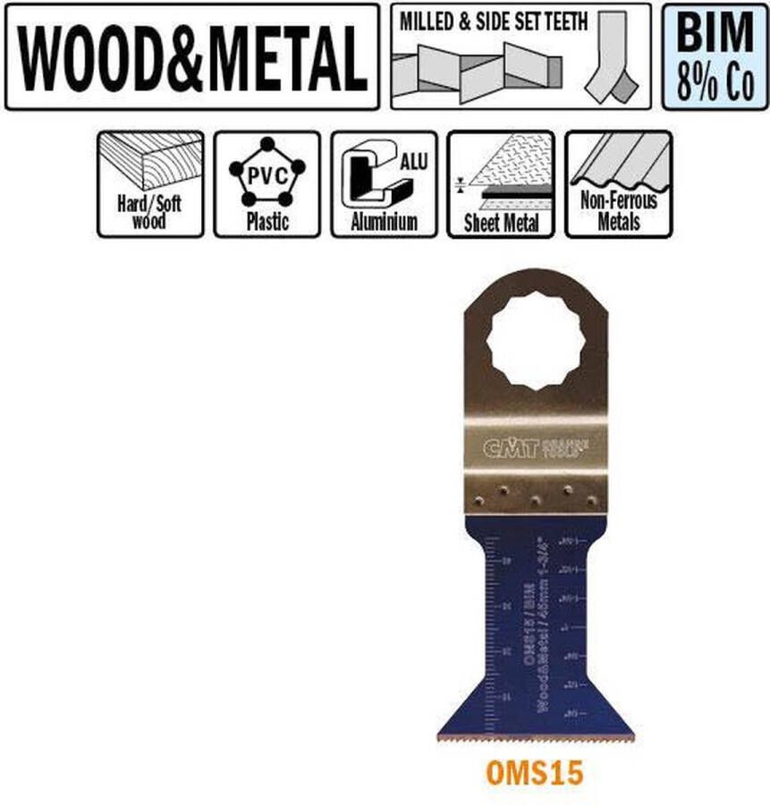 CMT Multitoolzaagblad voor hout en metaal 15mm Multitool machine accessoires Materiaal Zagen Hout 1 Stuk(s)