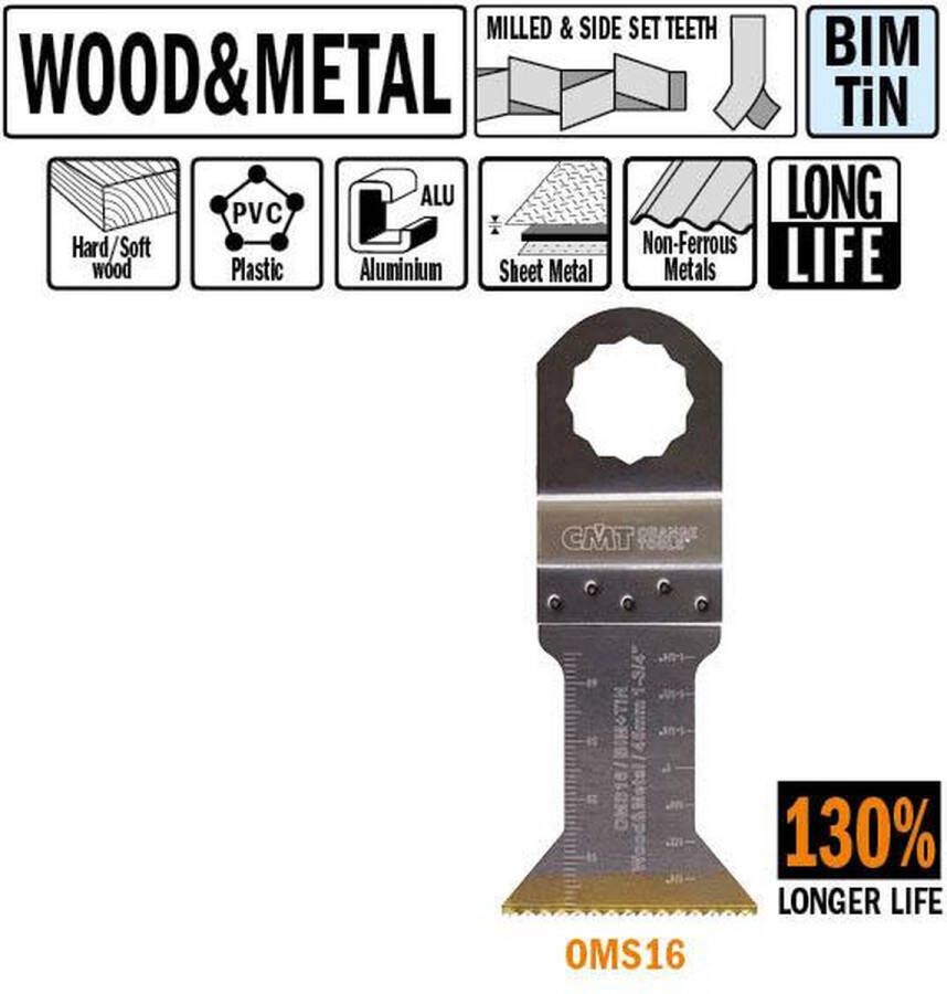 CMT Multitoolzaagblad voor hout en metaal 45mm Multitool machine accessoires Materiaal Zagen Hout 1 Stuk(s)