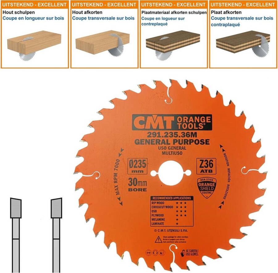 CMT Universele cirkelzaag HW 235x30x2 8 Z36 Massieve houtsoorten Multiplex