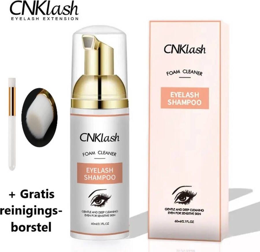 CNK Foam Lash – 60ml Gratis reinigingsborstel Foam cleanser Lash foam shampoo Olievrij- wimper shampoo lash soap wimper zeep cleanser for eyelashes wimper schuim wimper reiniging make up remover Lash shampoo Wimper shampoo