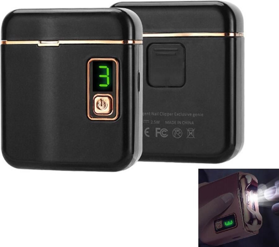 CNL Sight Elektrische nagelknipper met led-licht- automatische nagelknipper met 3 snelheden draadloos oplaadbaar met ledlicht voor volwassenen kinderen en ouderen