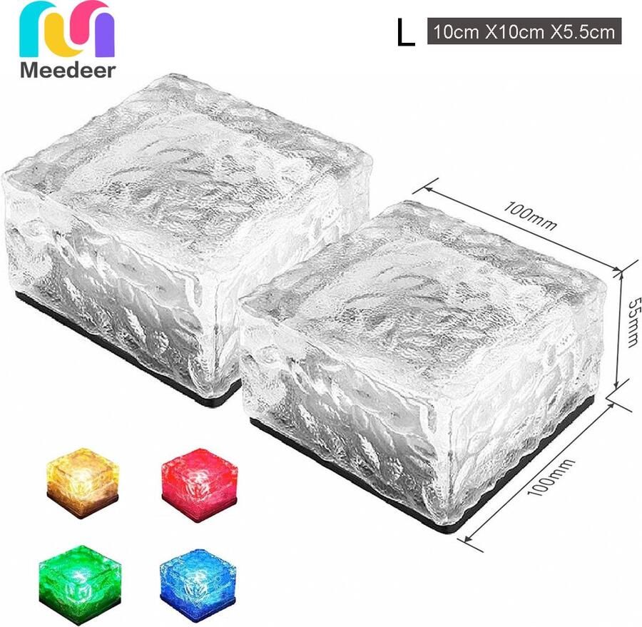 CNL Sight Meedeer Solar Grondspot(2 stuks Maat L ) Solar Ice Cube LED-Licht-Tuinverlichting op zonne-energie-Kleur licht Brick light IP68 (Size : 10cm X10cm X5.5cm)
