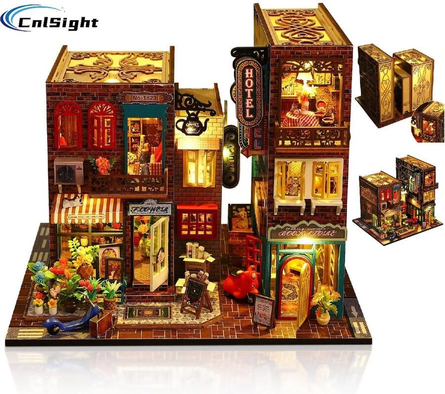 CNL Sight Premium Miniatuur XXL bouwpakket Premium DIY Scarborough-houten modelbouw- Miniatuur bouwpakket- miniatuur poppenhuis-handgemaakt houten model-Met LED verlichting- Poppenhuis – Voor 14 jaar +