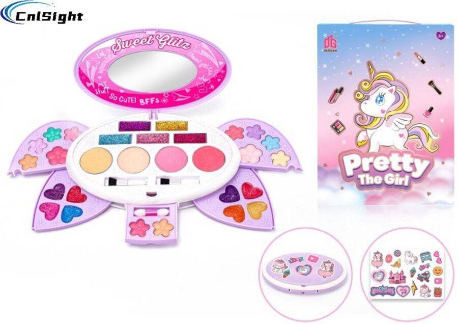 CNL Sight CNLSight Make up Doos Meisjes- kinder speelkoffer(met Themastickers)-Veiligheid- Kinderen Make-up Sets voor meisjes Veilig & Echt Wasbaar Rollenspel Kids Make Up Kit -Meisjes Speelgoed met Cosmetische Case