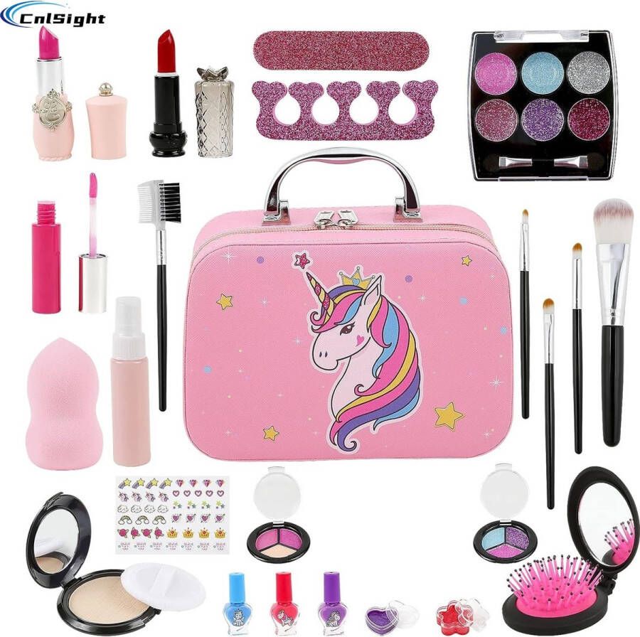 CNL Sight CNLSight Make up Koffer Meisjes- kinder speelkoffer-Veiligheid- Kinderen Make-up Sets voor meisjes 25PCS Veilig & Echt Wasbaar Rollenspel Kids Make Up Kit Meisjes Speelgoed met Cosmetische Case voor Meisjes