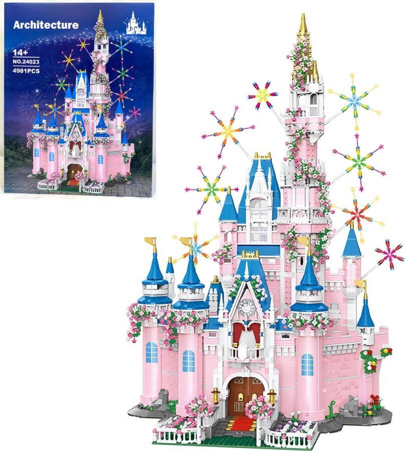 CNL Sight Kasteel bouwstenen Bouwpakket Bouwblokken Bouwset 3D puzzel Mini blokjes Compatibel met Lego bouwstenen Met verlichting Geschikt voor vanaf 14 jaar-4981 Stuks