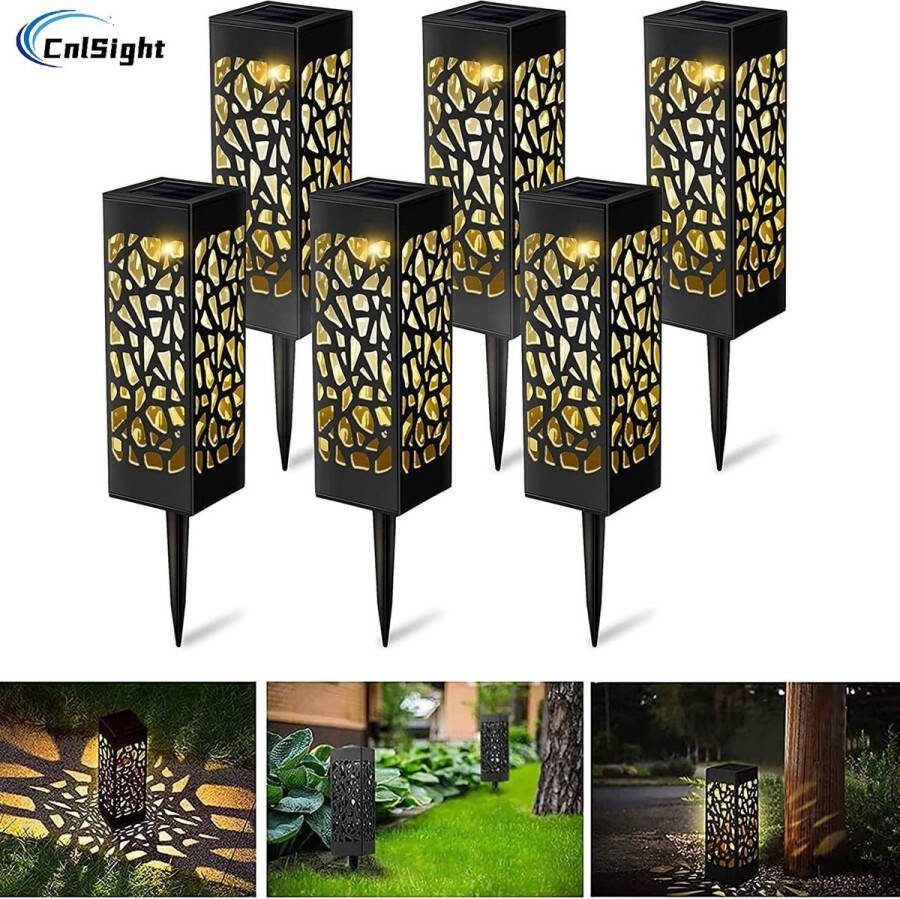 CNL Sight Solar priklamp Set van 6 stuks (6*6*18CM) -Padverlichting- Lantaarn -buitenlampen Priklamp op zonne-Solar Grondspots -Tuinverlichting op zonne-energie