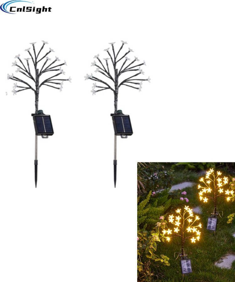CNL Sight Solar priklamp(2 stuks) -Sakura warm Wit-Padverlichting- Lantaarn -buitenlampen Priklamp op zonne-Solar Grondspots -Tuinverlichting op zonne-energie