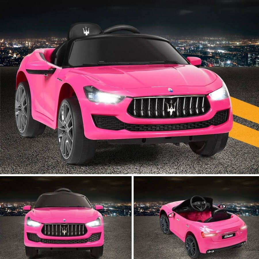 COAST™ Costway 12V Maserati Kinderauto Met 2 4G Afstandsbediening En Muziek En LED-verlichting Roze