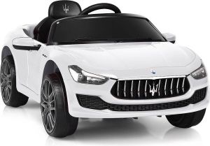 COAST™ Coast 12V Maserati Kinderauto Met 2 4G Afstandsbediening En Muziek En LED-verlichting Wit