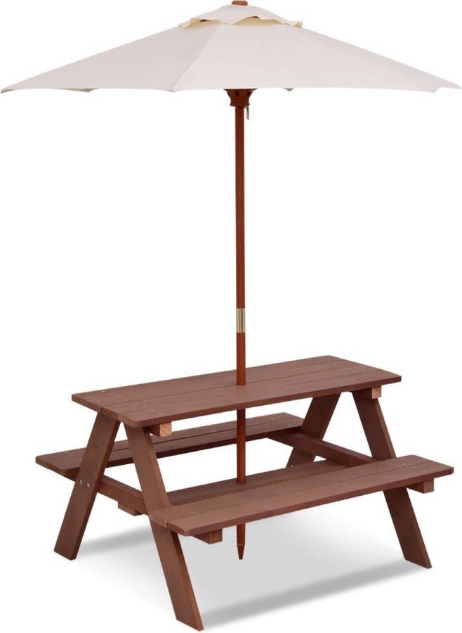 COAST™ Coast 3-in-1 Picknicktafel met Parasol 89 x 79 x 50 cm Walnoot