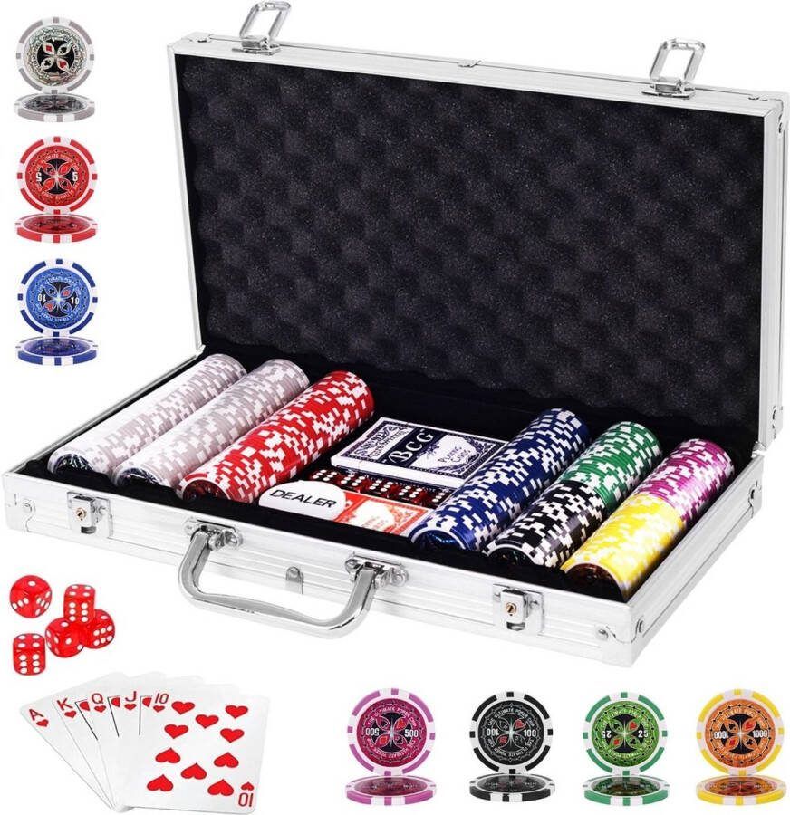 COAST™ Coast Pokerset met Laserships 300 Delig InCoast Pokerset met Laserships 300 Chips Aluminium koffer mooie koffer