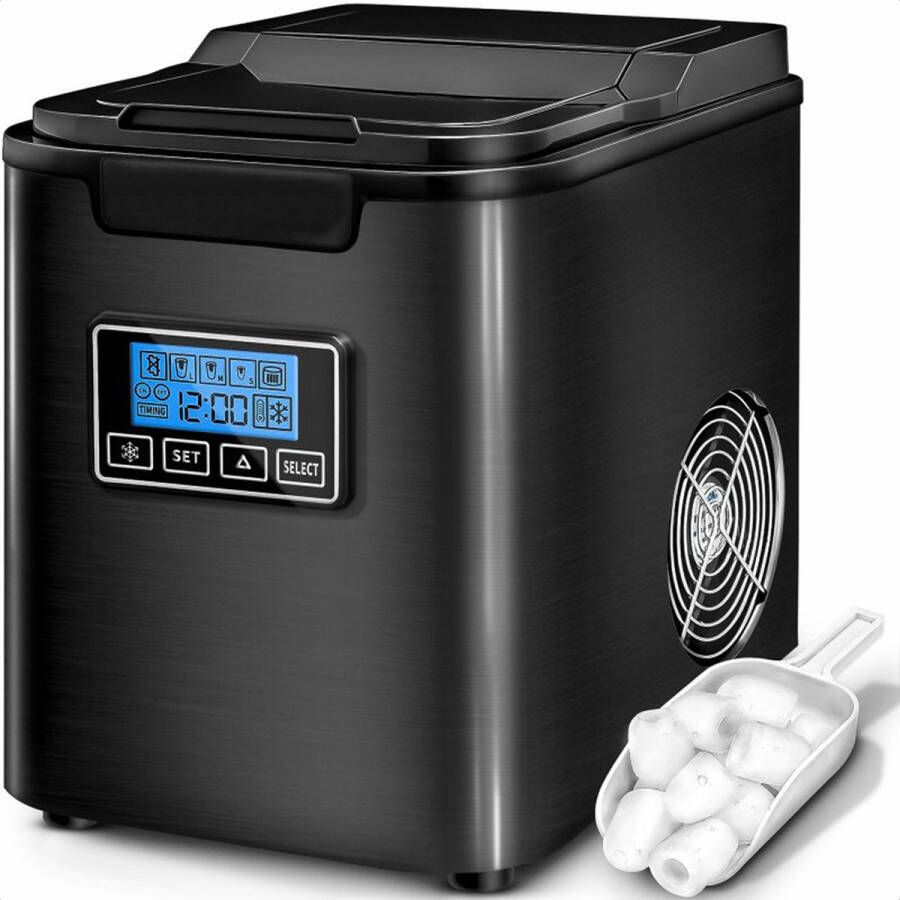 Coazy IJsblokjesmachine Zwart met timer en waterreservoir van 2 liter Ijsblokjesmakers 2.2L