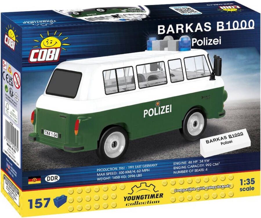 Cobi COB Barkas B1000 Politie Constructiespeelgoed Bouwpakket Politiewagen