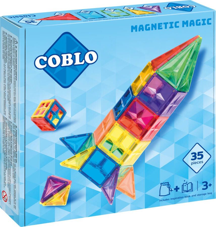 COBLO Classic 35 stuks Magnetisch speelgoed Montessori speelgoed Magnetische Bouwstenen Magnetische tegels STEM speelgoed Kerstkadootjes Kerstcadeau kinderen Speelgoed 3 jaar t m 12 jaar Kerstkado
