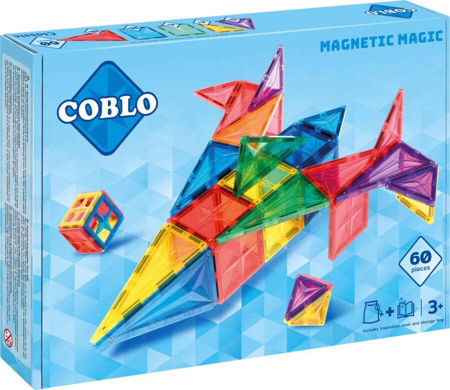 COBLO Classic 60 stuks Magnetisch speelgoed Montessori speelgoed Magnetische Bouwstenen Magnetische tegels STEM speelgoed Kerstkadootjes Kerstcadeau kinderen Speelgoed 3 jaar t m 12 jaar Kerstkado