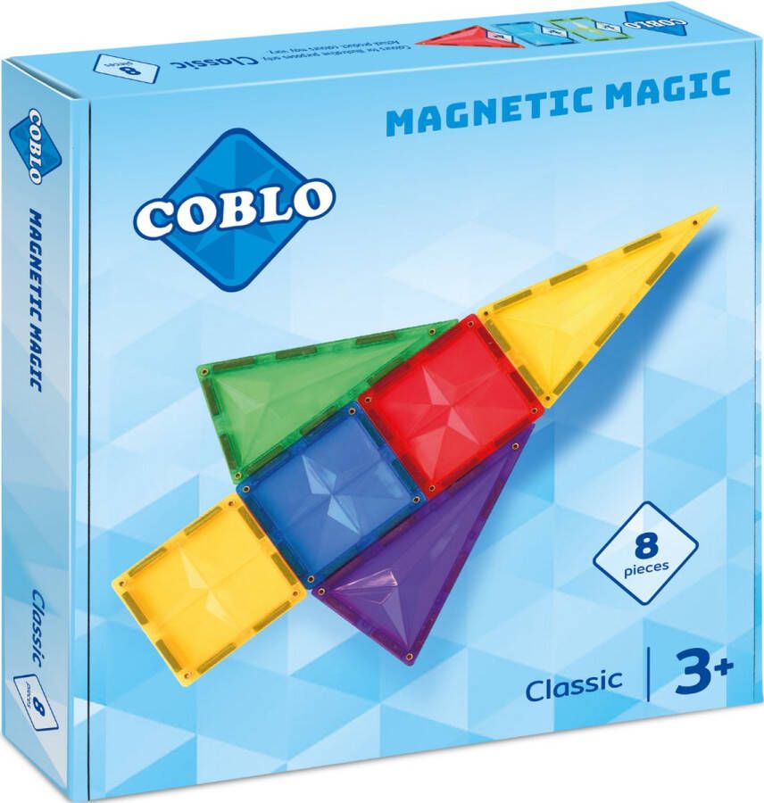 COBLO Classic 8 stuks Magnetisch speelgoed Montessori speelgoed Magnetische Bouwstenen Magnetische tegels STEM speelgoed Kerstkadootjes Kerstcadeau kinderen Speelgoed 3 jaar t m 12 jaar Kerstkado