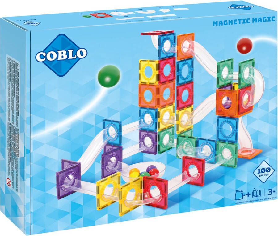 COBLO Classic Knikkerbaan 100 stuks Magnetisch speelgoed Constructiespeelgoed Magnetische bouwstenen STEM speelgoed Kerstkadootjes Kerstcadeau kinderen Speelgoed 3 jaar t m 12 jaar Kerstkado