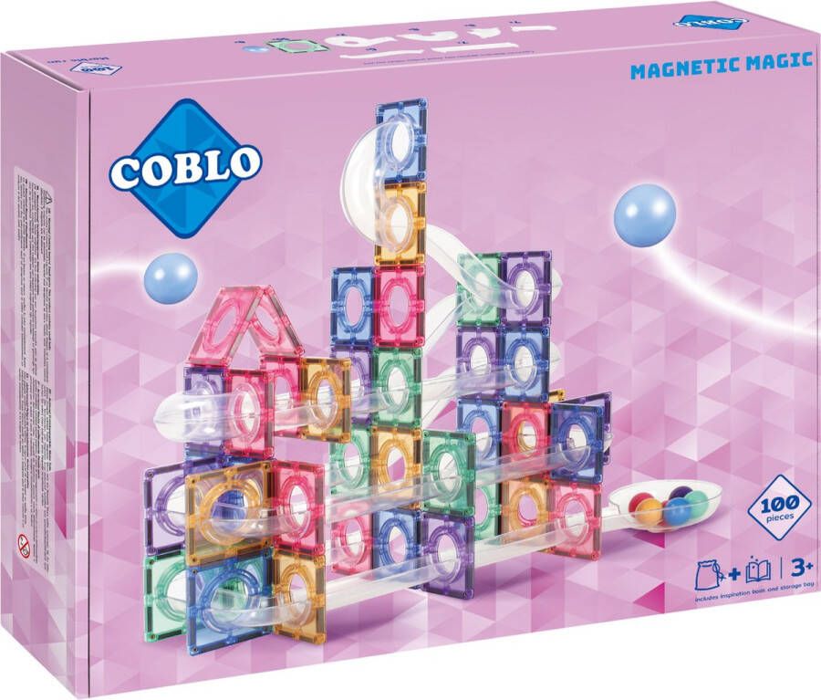 COBLO Pastel Knikkerbaan 100 stuks Magnetisch speelgoed Constructiespeelgoed Magnetische bouwstenen STEM speelgoed Kerstkadootjes Kerstcadeau kinderen Speelgoed 3 jaar t m 12 jaar