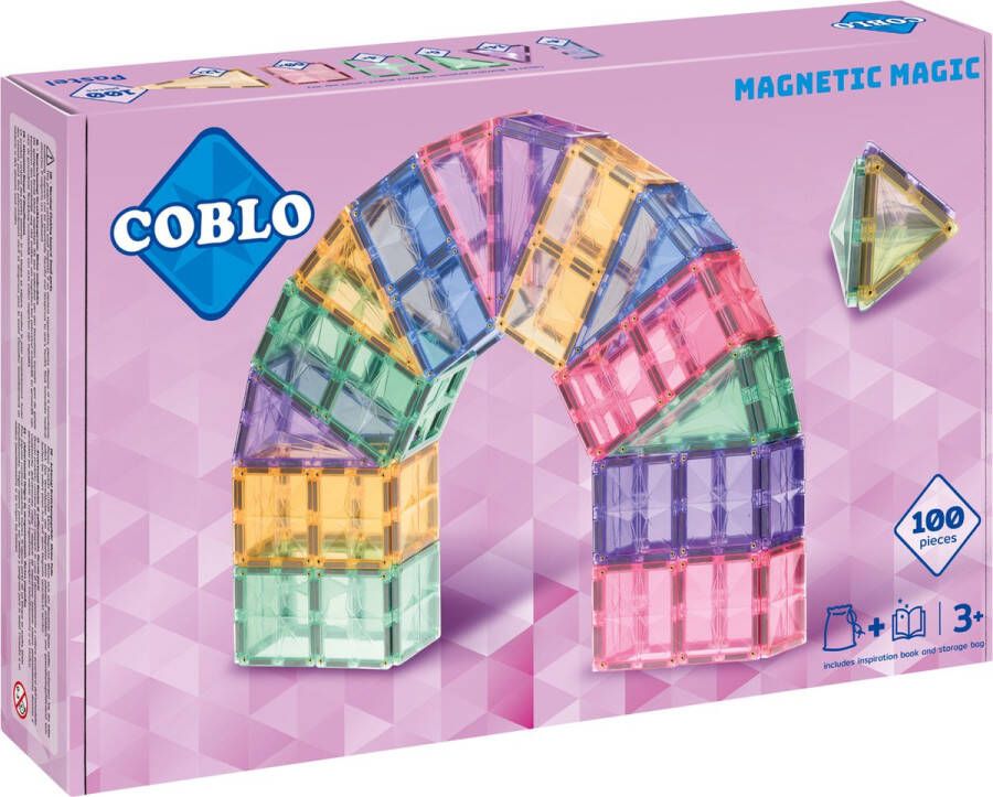 COBLO Pastel 100 stuks Magnetisch speelgoed Montessori speelgoed Magnetische Bouwstenen Magnetische tegels STEM speelgoed Kerstkadootjes Kerstcadeau kinderen Speelgoed 3 jaar t m 12 jaar Kerstkado