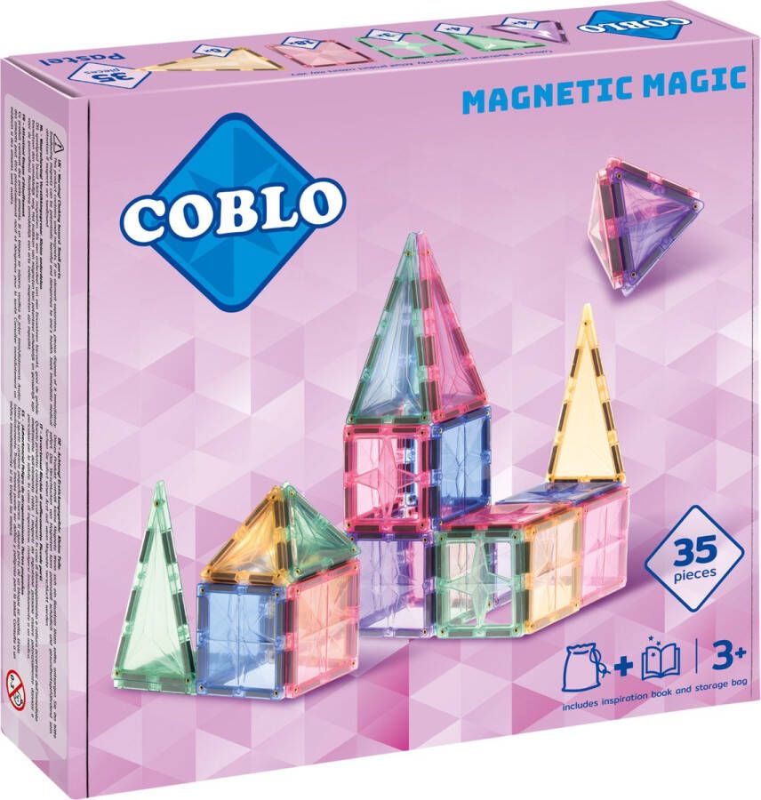 COBLO Pastel 35 stuks Magnetisch speelgoed Montessori speelgoed Magnetische Bouwstenen Magnetische tegels STEM speelgoed Kerstkadootjes Kerstcadeau kinderen Speelgoed 3 jaar t m 12 jaar