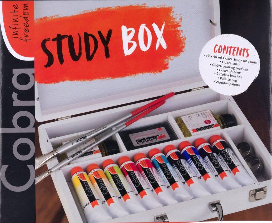 Cobra Study olieverf kist basis 10 x 40 ml + accessoires